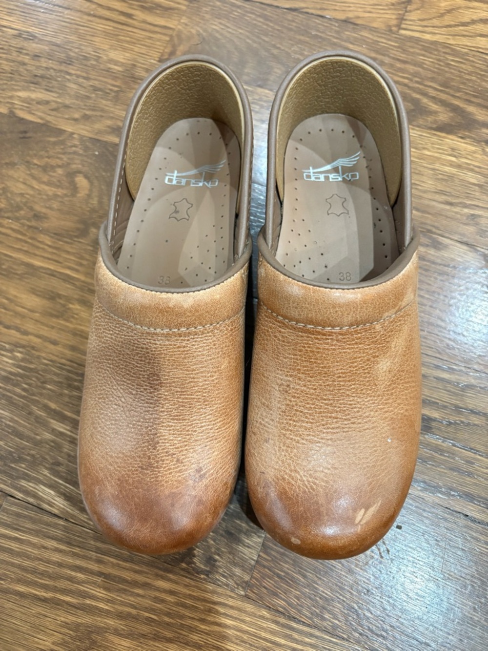 Dansko Honey Distressed Leather Clogs 38